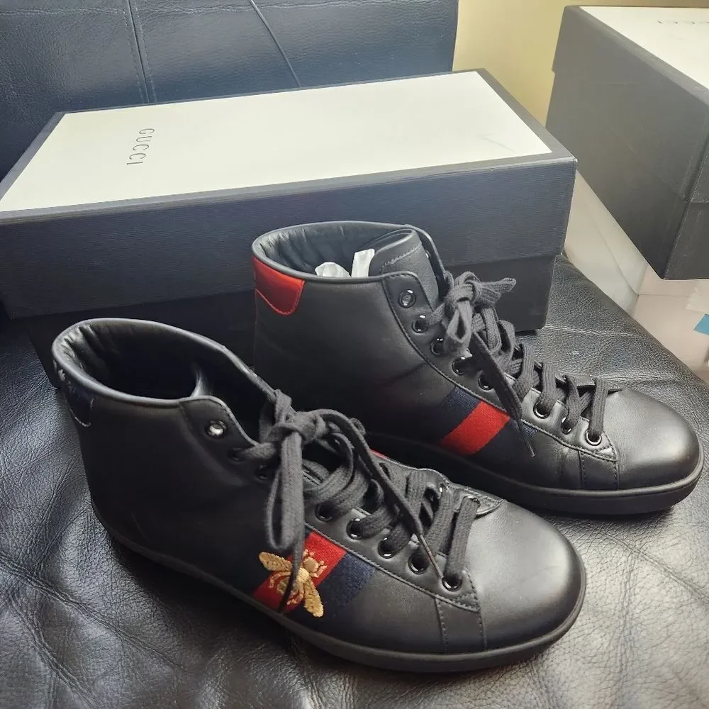 GUCCI ACE High Top 'Bee' sneakers size 5 BNWB with defect